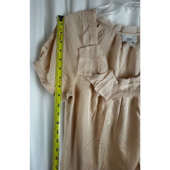 Ann Taylor LOFT Pleated Square Neck, Peach, Sz: M, 56-47 - Picture 9 of 16